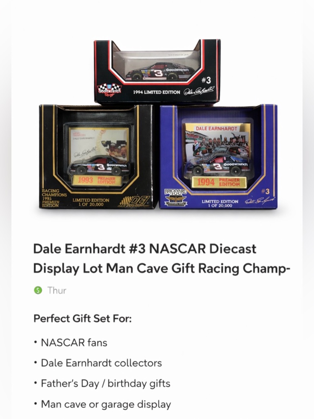 Dale Earnhardt #3 NASCAR Diecast Display Lot Man‎ Cave Gift Racing Champions